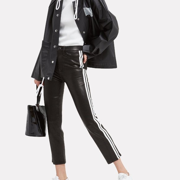 Rag & Bone Ankle Leather Cigarette W/ Stripe Pants NWT - Picture 1 of 4